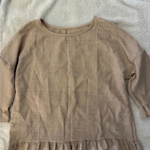 Tan Ruffle Hem Blouse - Picture 2 of 4